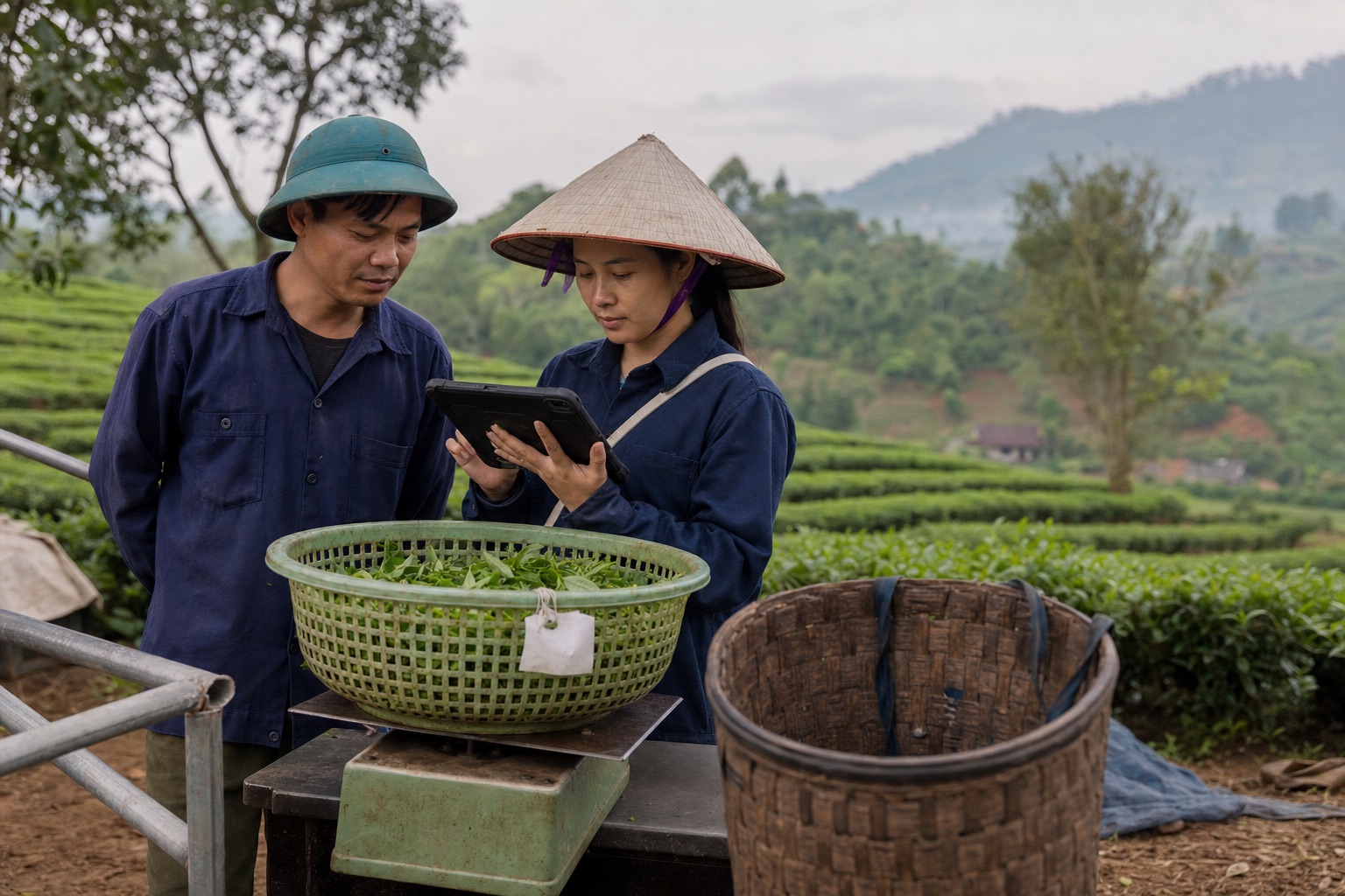 Cán bộ ghi nhận dữ liệu tại vùng nguyên liệu